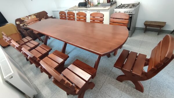 Mobilier de grădină din lemn masiv, set masă și 12 scaune - imagine 2