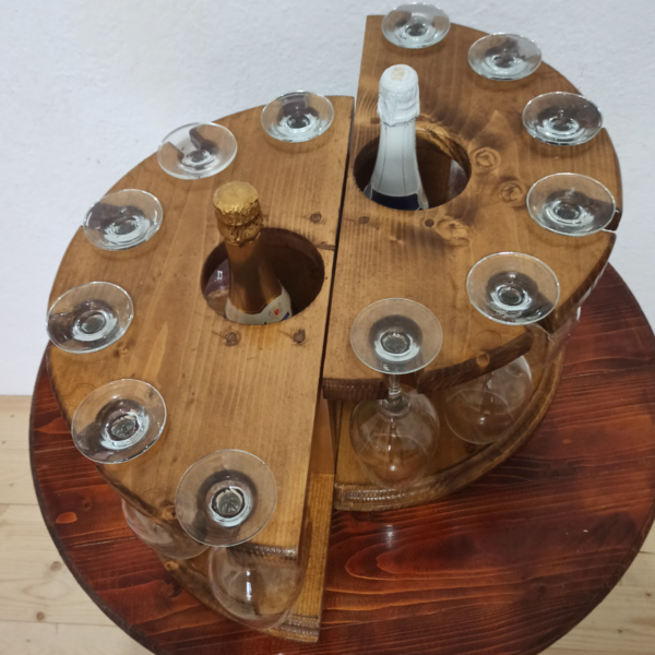Mini bar din lemn model Double Bottle Stejar - imagine 3