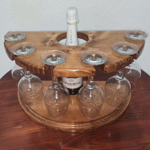 Mini bar din lemn model Double Bottle Stejar - imagine 5