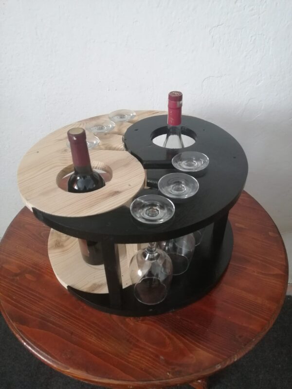 Mini bar din lemn model Yin Yang