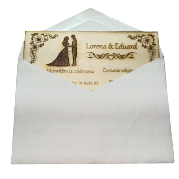 Invitatii de nuntă - Personalizate - Gravură Laser - imagine 4