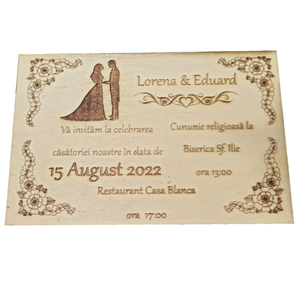 Invitatii de nuntă - Personalizate - Gravură Laser - imagine 3