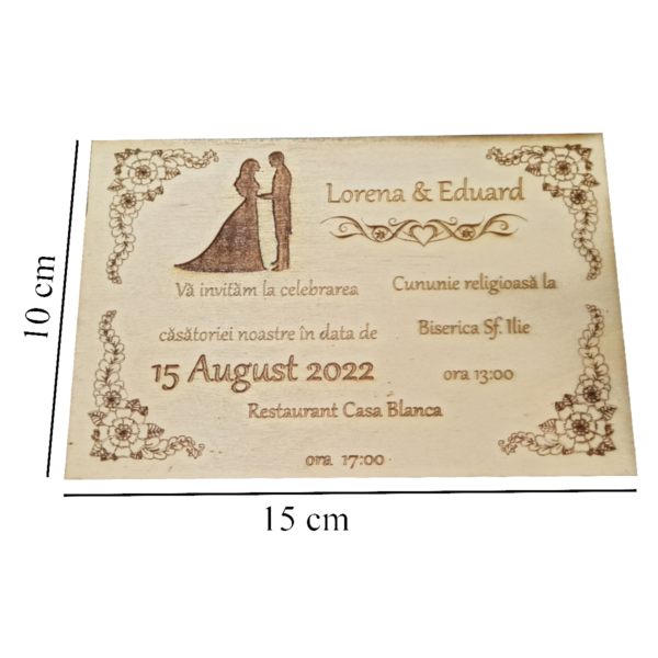 Invitatii de nuntă - Personalizate - Gravură Laser - imagine 2